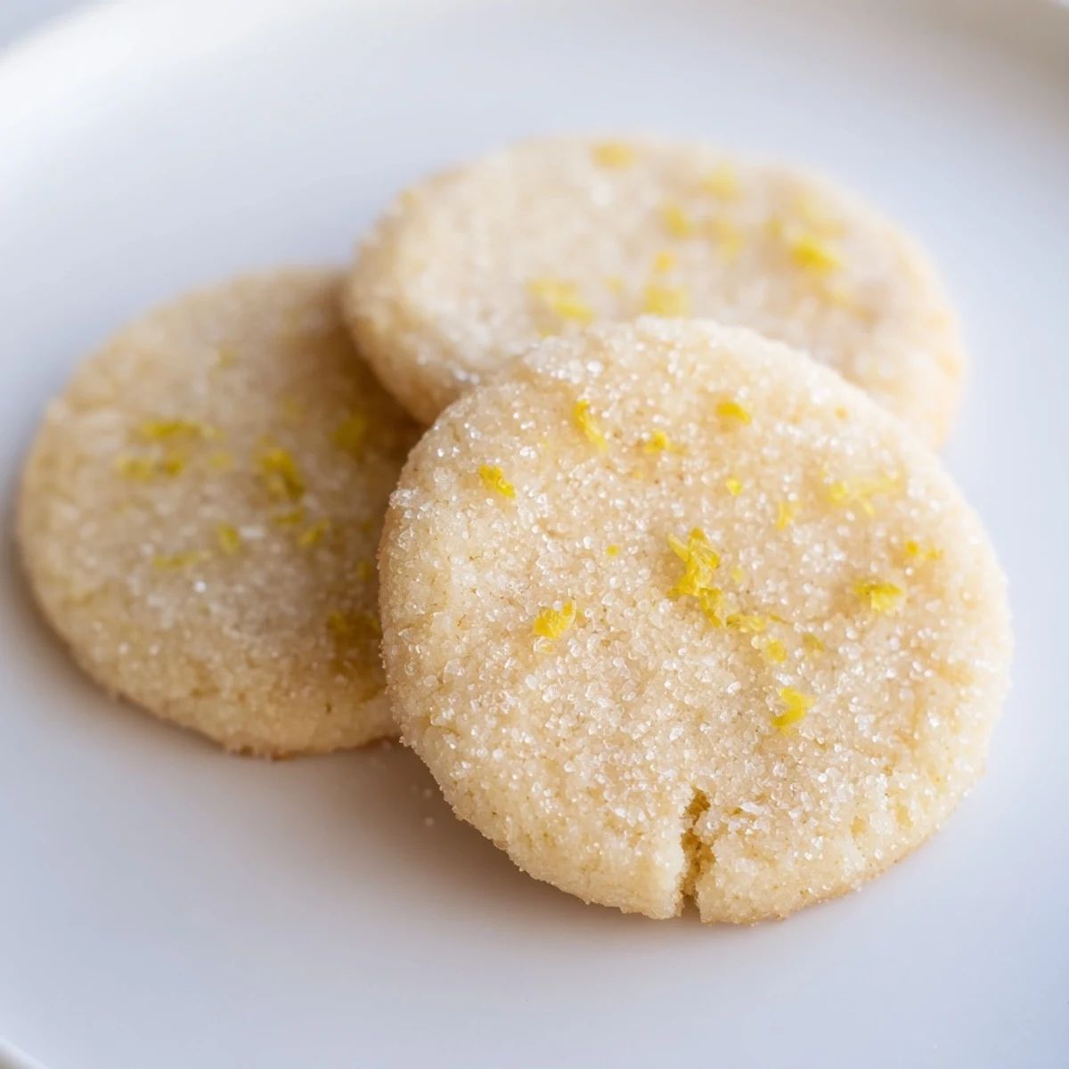 Soft vegan calamansi vanilla sugar cookies coated in sparkling citrus sugar on rustic parchment paper