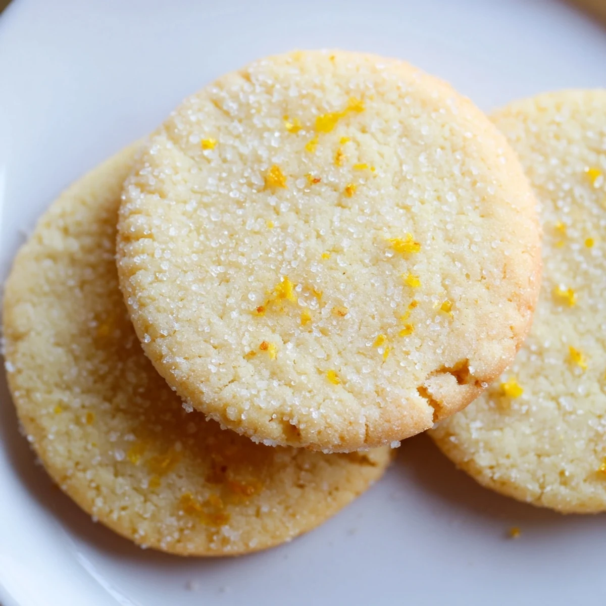 Golden edges frame these tender vegan calamansi vanilla sugar cookies dusted with zesty crystals