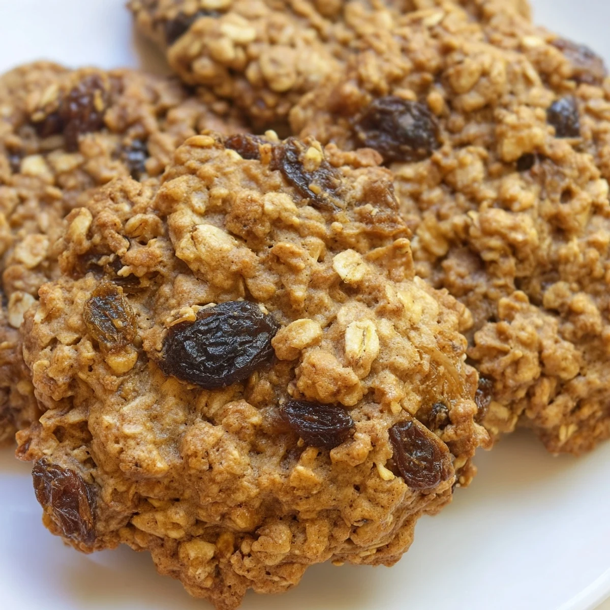 Freshly baked maple fig oatmeal raisin cookies arranged on parchment with rustic edges