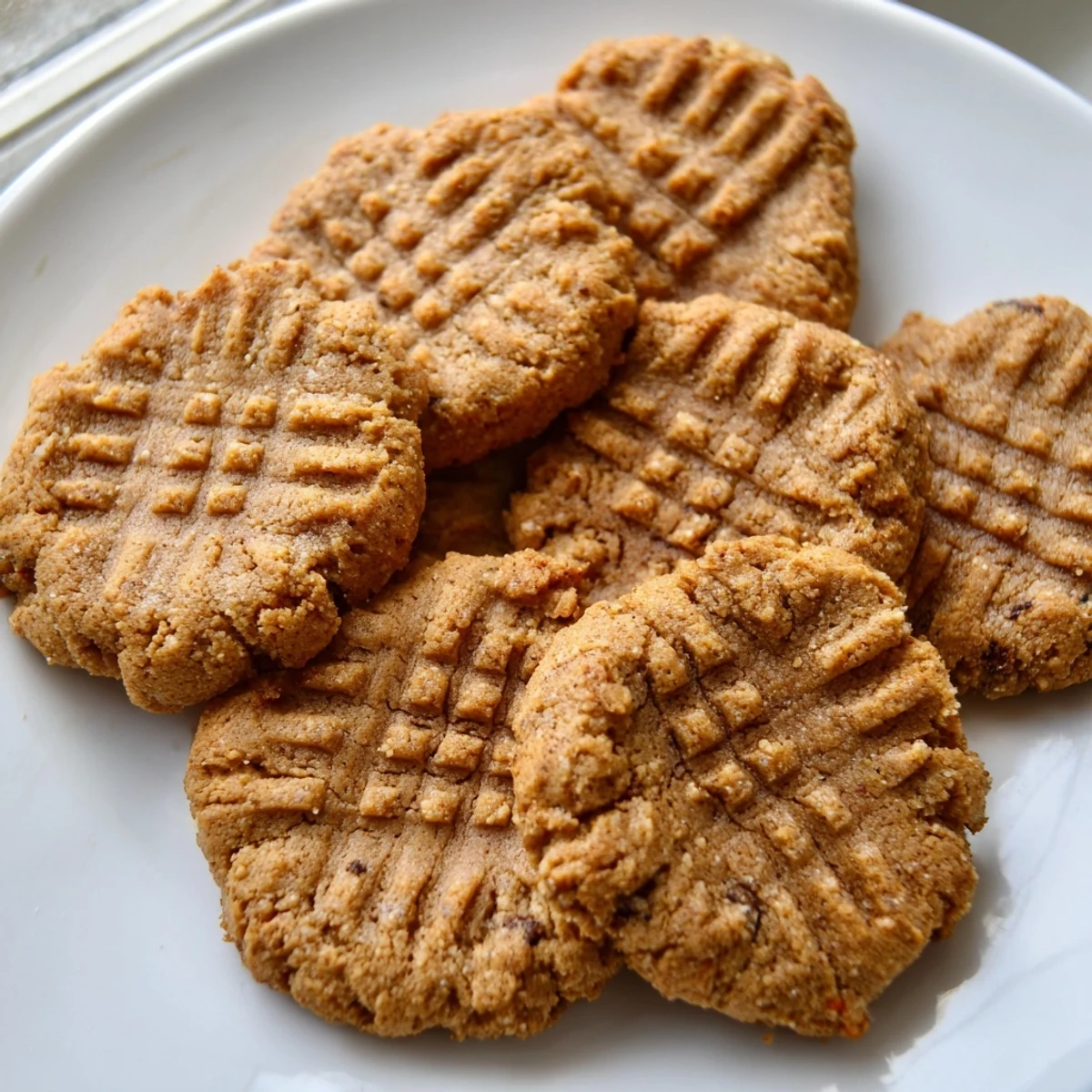 Soft chewy keto maple almond butter cookies stacked on rustic wooden serving board
