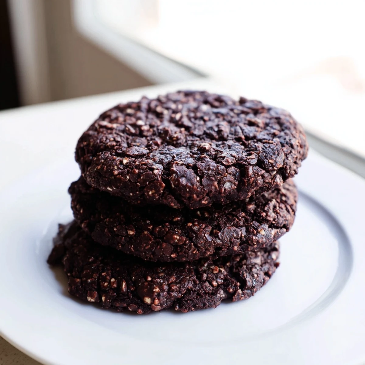 Chewy gluten-free chocolate espresso crunch cookies topped with melting chocolate chunks and crispy bits