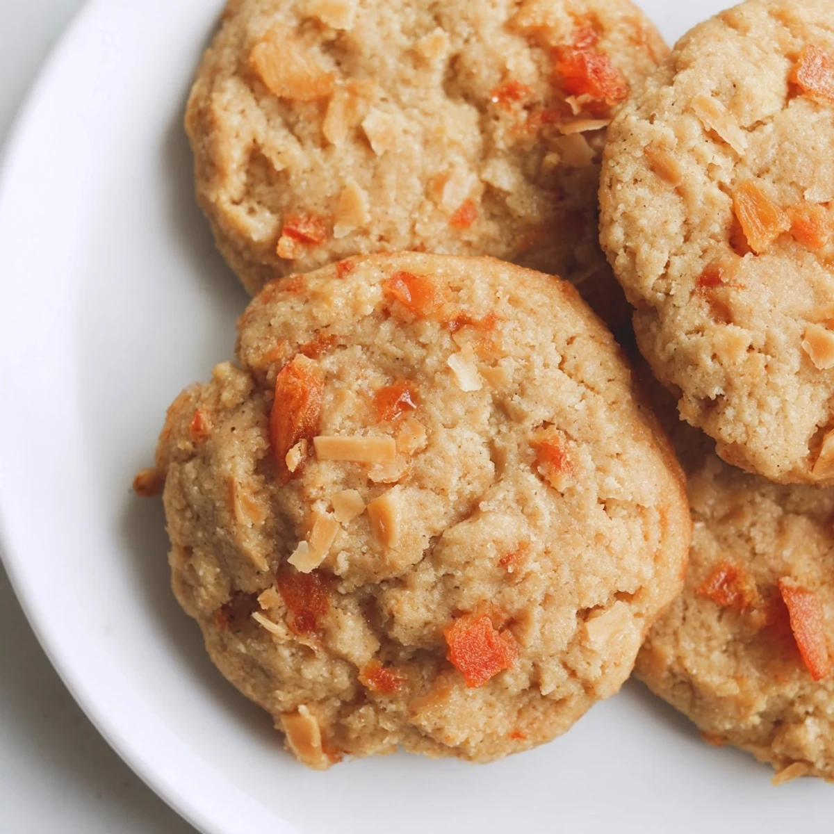 Soft chewy vegan papaya coconut sugar cookies studded with bright dried papaya pieces