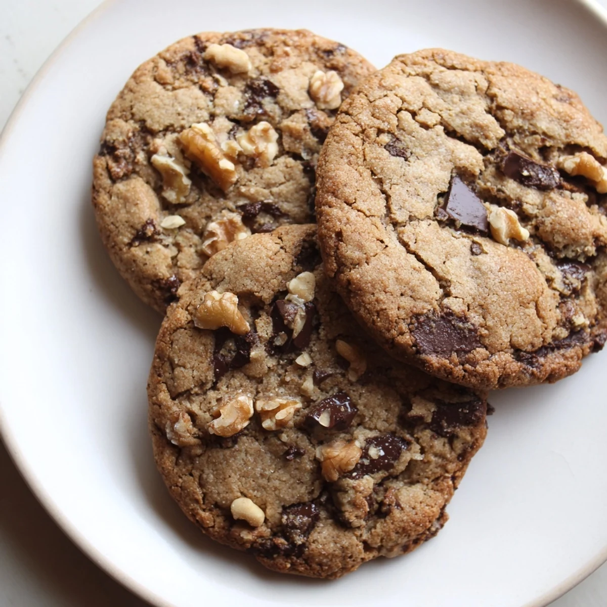 Chewy gluten-free espresso walnut chocolate chip cookies studded with chocolate chunks and walnuts
