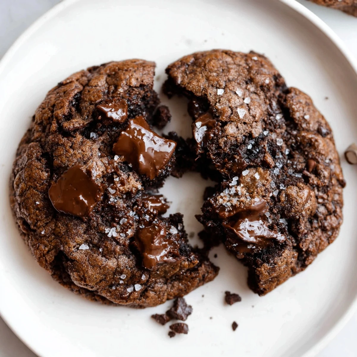 Stack of Gluten-Free Espresso Fudge Chip Cookies on parchment, melting fudge chips