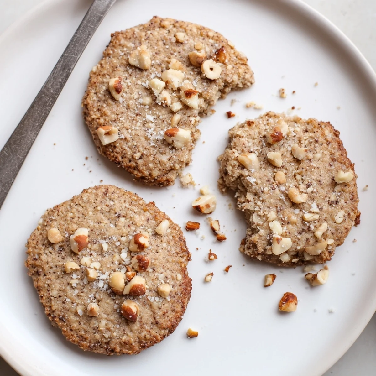 Warm Keto Vanilla Hazelnut Crunch Cookies with toasted hazelnuts, vanilla aroma