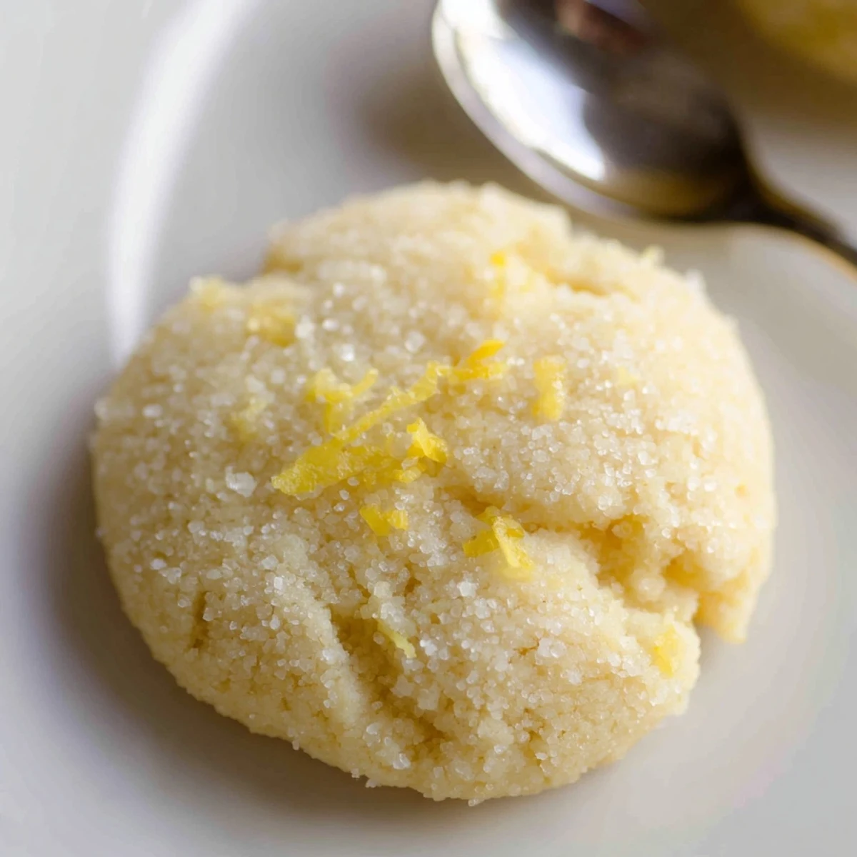 A plate of Gluten-Free Lemon Almond Sugar Cookies with bright lemon zest