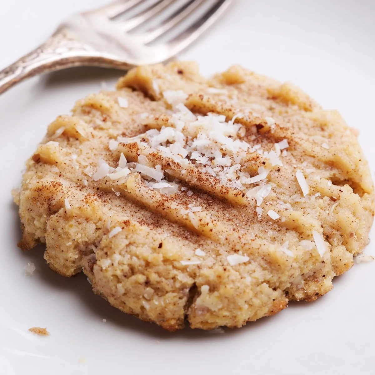 Fresh-baked Keto Cinnamon Coconut Butter Cookies with golden edges and warm aroma