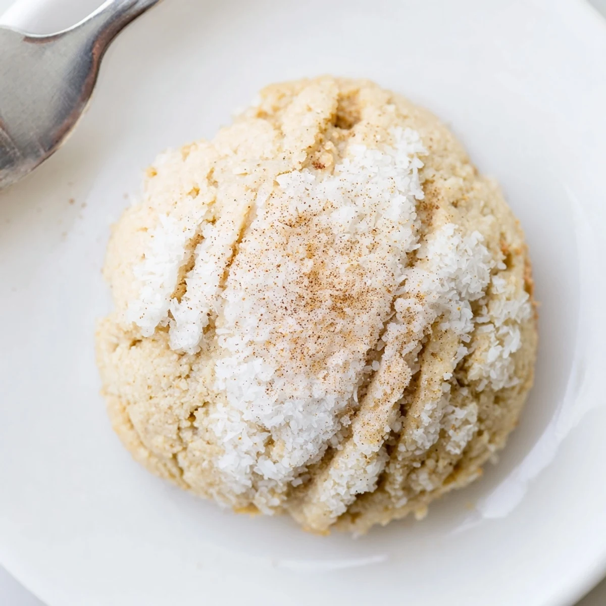 Soft Keto Cinnamon Coconut Butter Cookies cooling on wire rack, coconut flecks visible