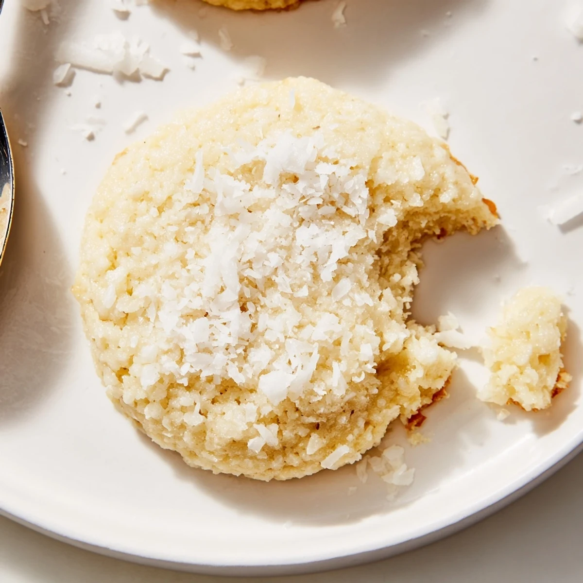 Fresh-baked Vegan Coconut Vanilla Sugar Cookies rolled in sparkling granulated sugar.  