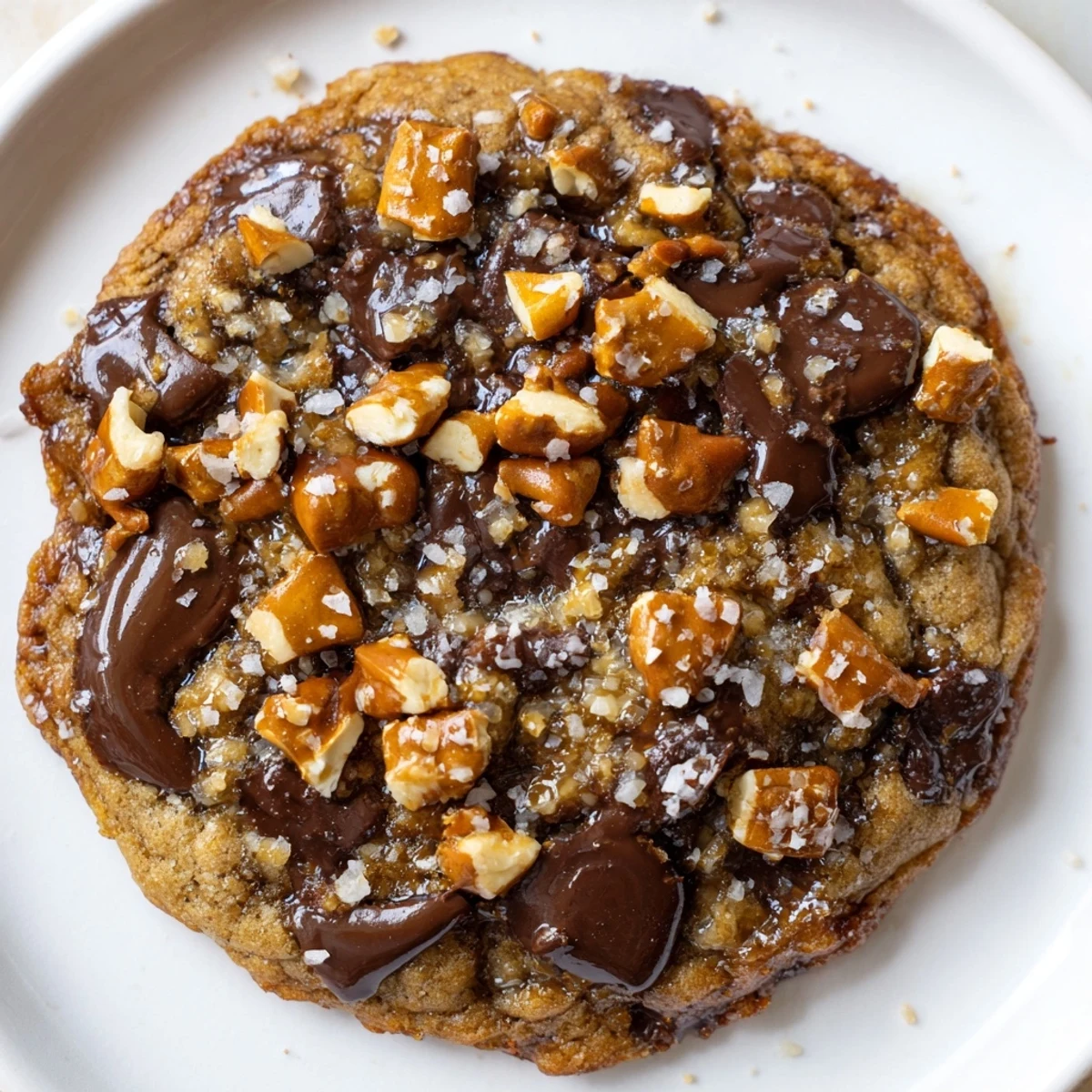 Brown Butter Honey Pretzel Chocolate Chip Cookies with gooey centers and crunchy pretzel pieces