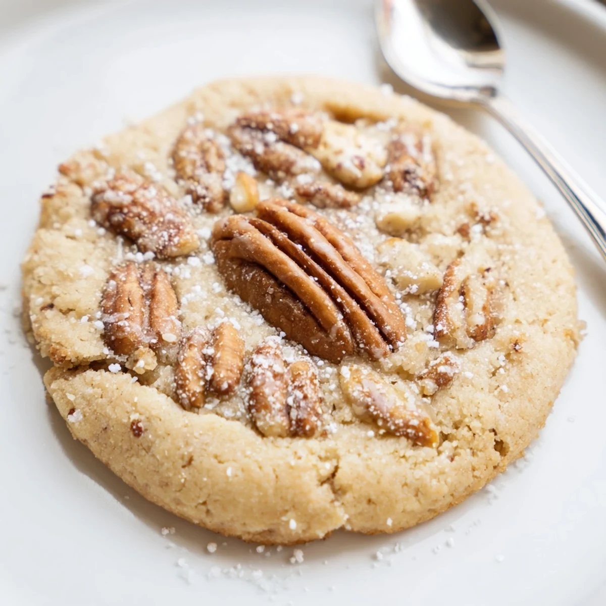 Fresh baked Keto Maple Pecan Butter Cookies with nutty aroma, melt-in-mouth  