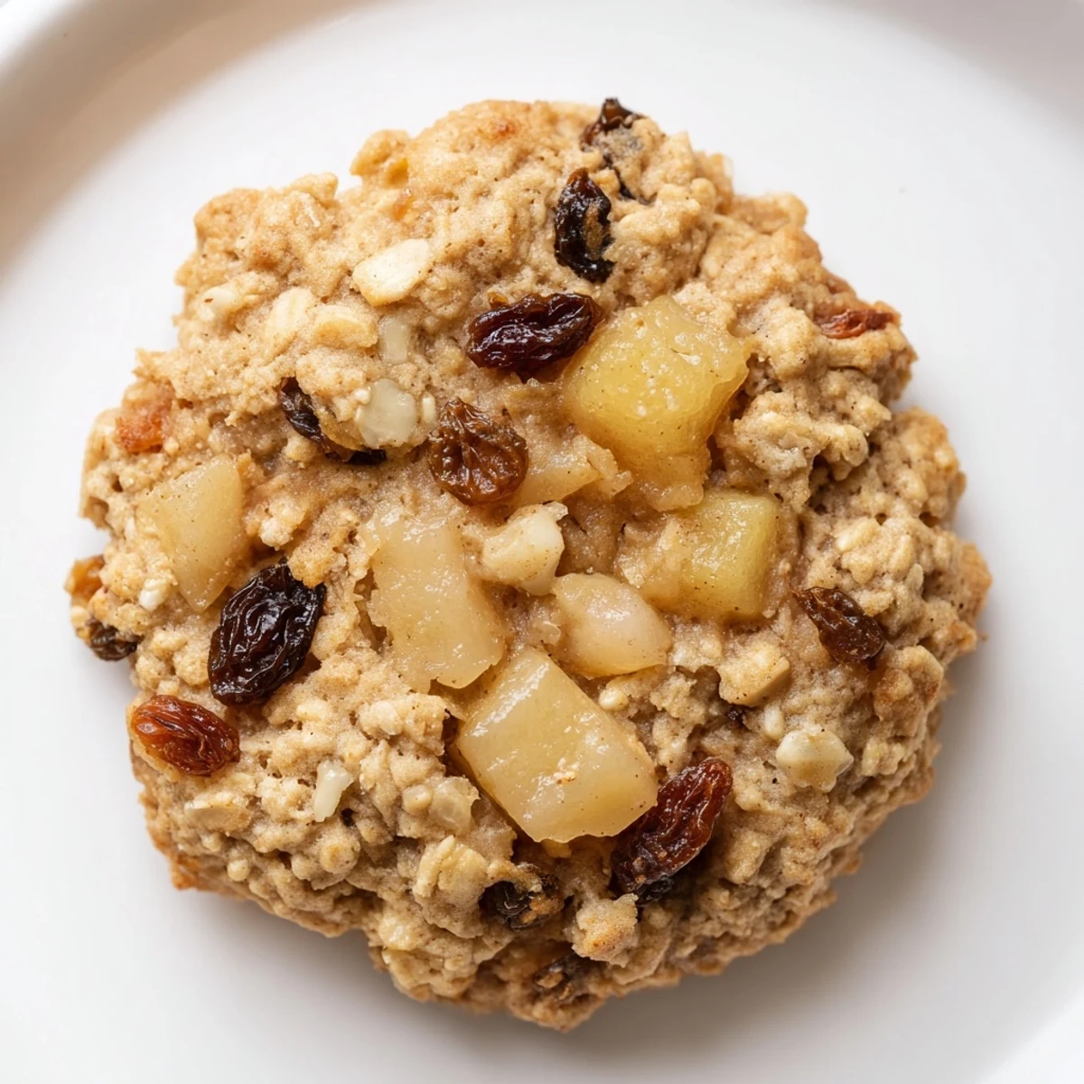 Freshly baked Apple Ginger Oatmeal Raisin Cookies with soft centers and golden edges.