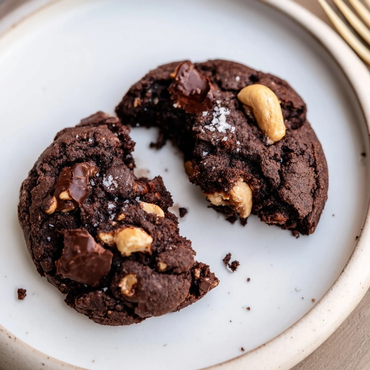 Gluten-Free Dark Chocolate Cashew Crunch Cookies, glossy chocolate chunks and crunchy roasted cashews