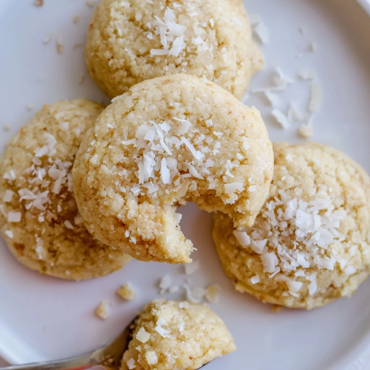 Stacked Gluten-Free Lemon Coconut Sugar Cookies served with tea, bright citrus zest