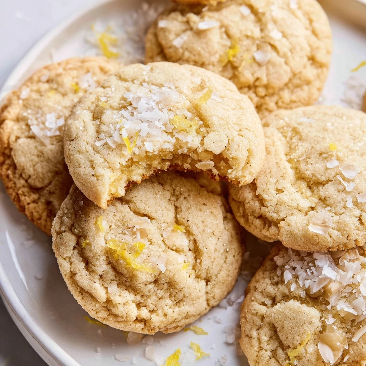 Warm Gluten-Free Lemon Coconut Sugar Cookies cooling on parchment, chewy, lightly golden  