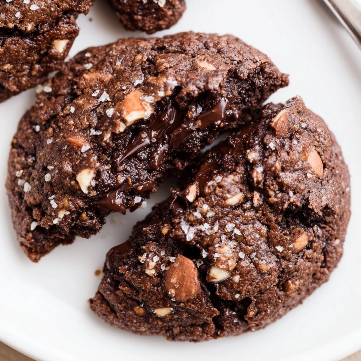 Warm Gluten Free Espresso Almond Fudge Cookies cooling on a wire rack