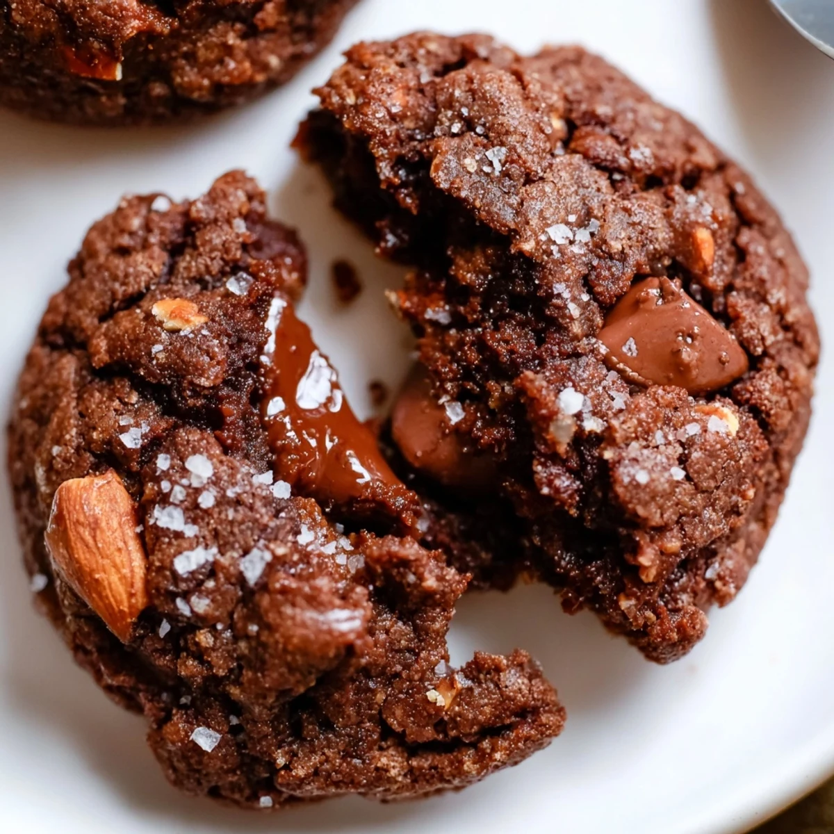 Chewy Gluten Free Espresso Almond Fudge Cookies studded with melty chocolate chips