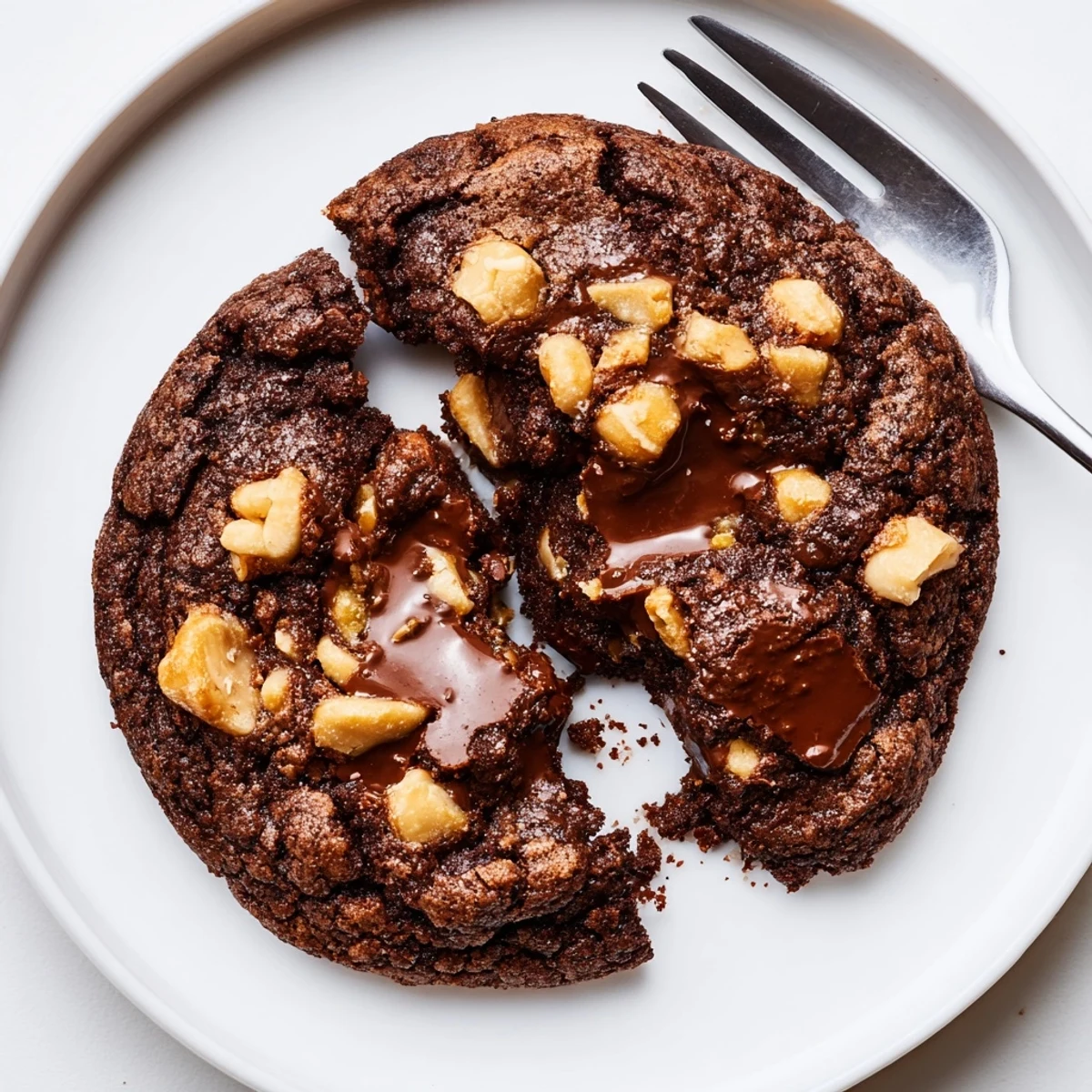 Warm Gluten-Free Dark Chocolate Macadamia Crunch Cookies with gooey centers, toasted nuts