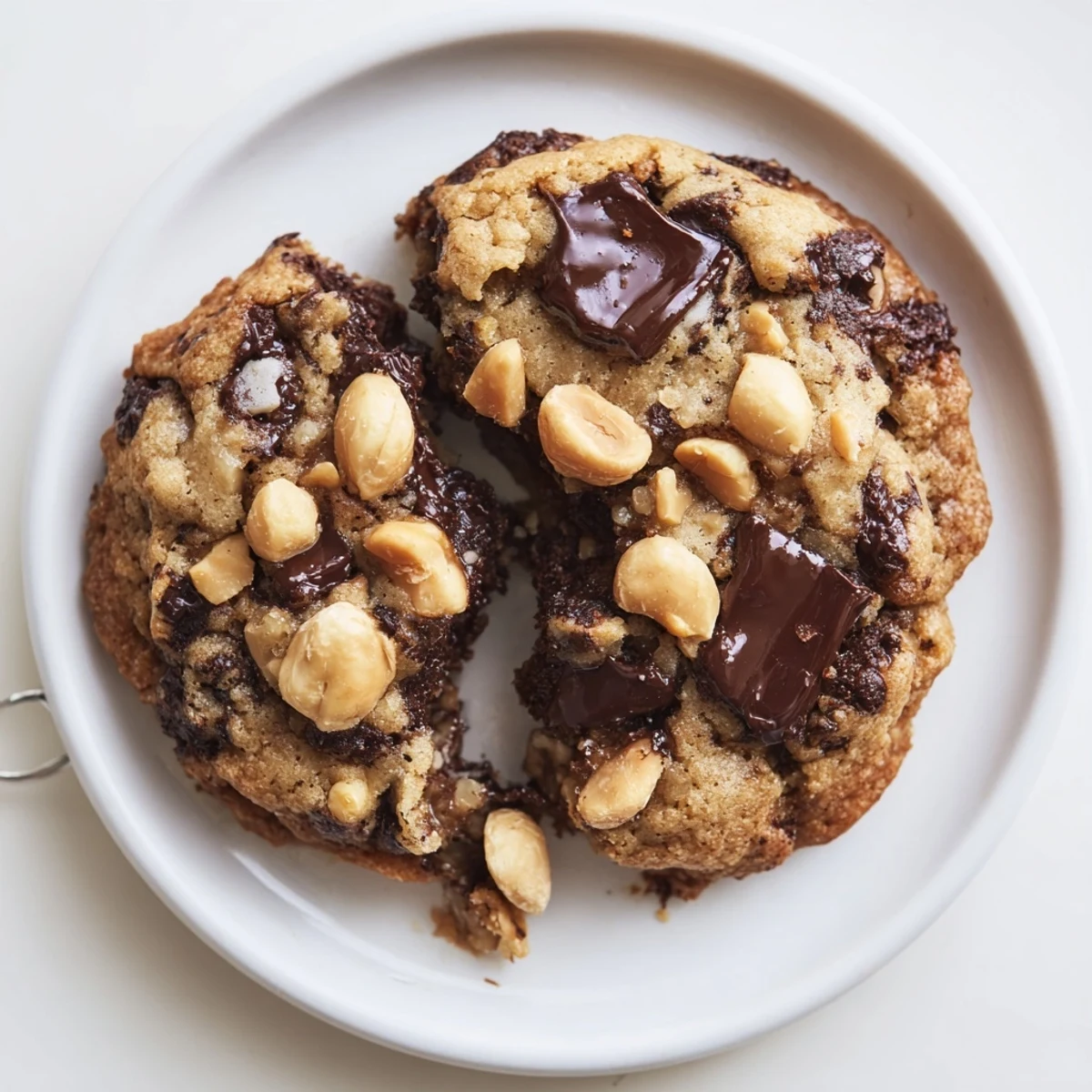Crisped edges on Gluten-Free Dark Chocolate Macadamia Crunch Cookies, chocolate melting
