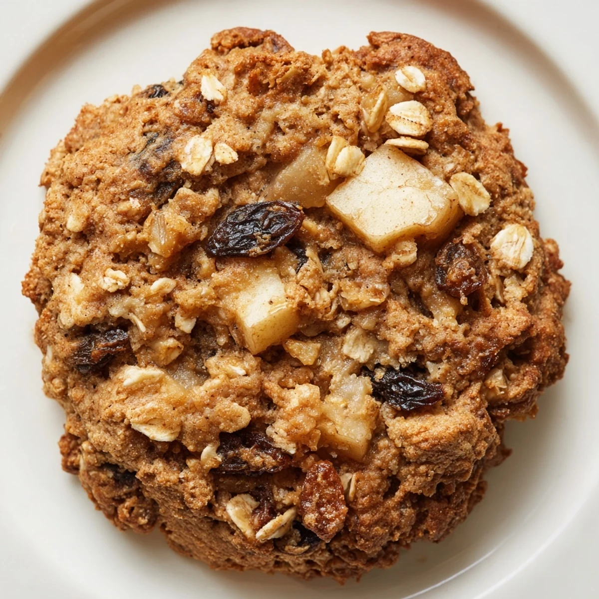 Handful of Apple Date Oatmeal Raisin Cookies served with milk, tender apple bites