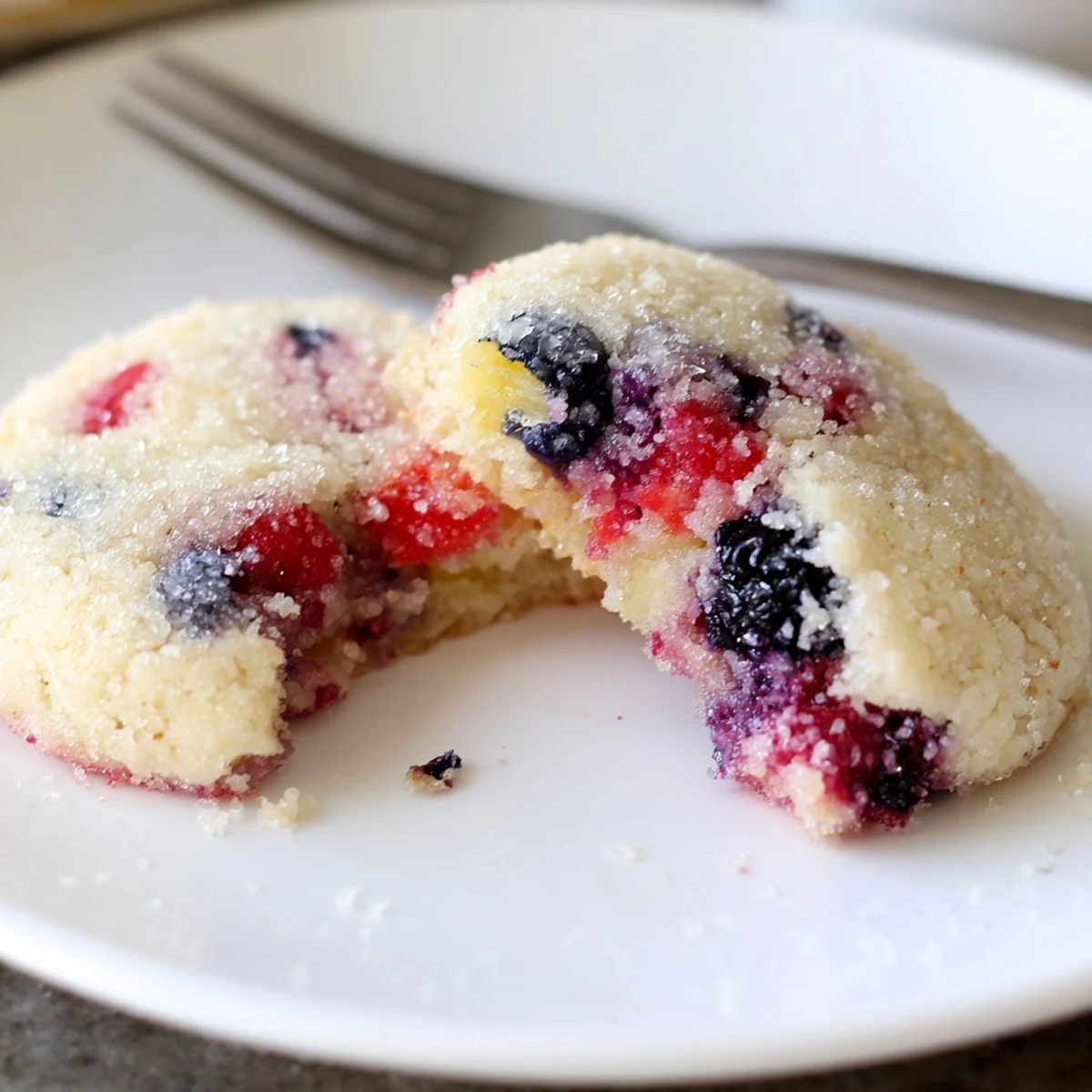 Warm Vegan Pineapple Berry Sugar Cookies with chewy centers and tropical aroma