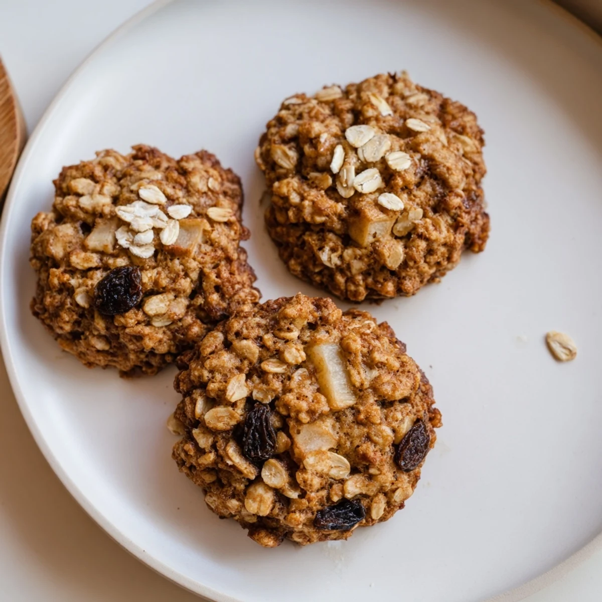 Warm Apple Nutmeg Oatmeal Raisin Cookies cooling on a wire rack
