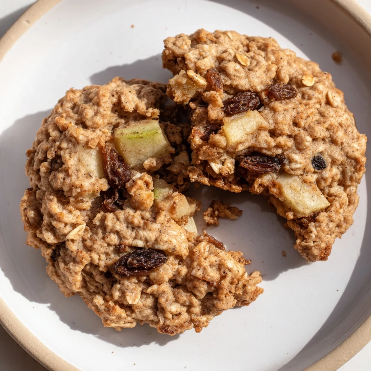 Apple Clove Oatmeal Raisin Cookies cooling on a rack, warm steam