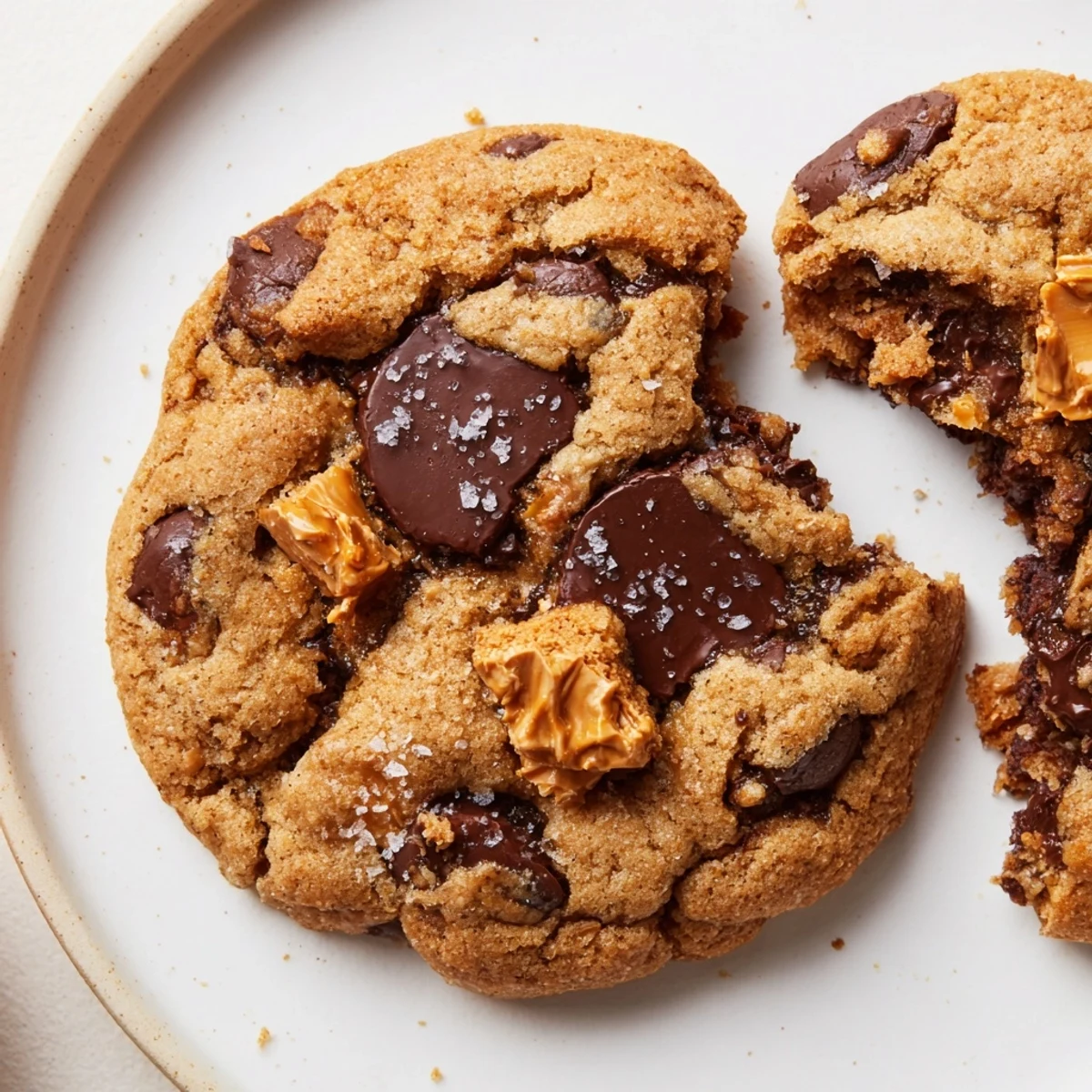 Warm Brown Butter Honeycomb Chocolate Chip Cookies on wire rack, nutty aroma