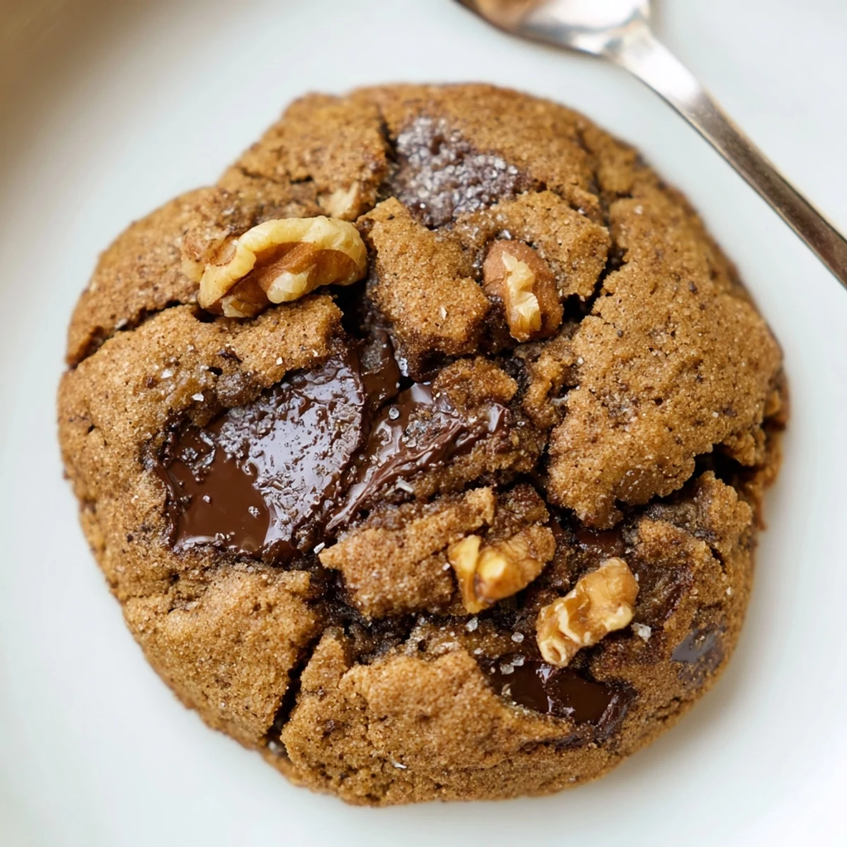 Stack of Gluten-Free Espresso Chocolate Chunk Cookies beside steaming coffee mug.