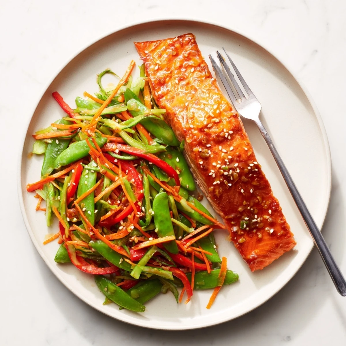 Golden brown miso citrus salmon fillets glazed with tangy orange and lime sauce