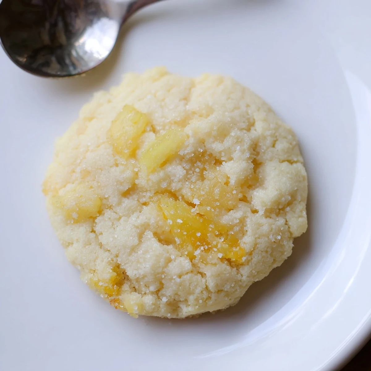 Vegan Pineapple Pear Sugar Cookies warm from oven, golden edges, fruity aroma.