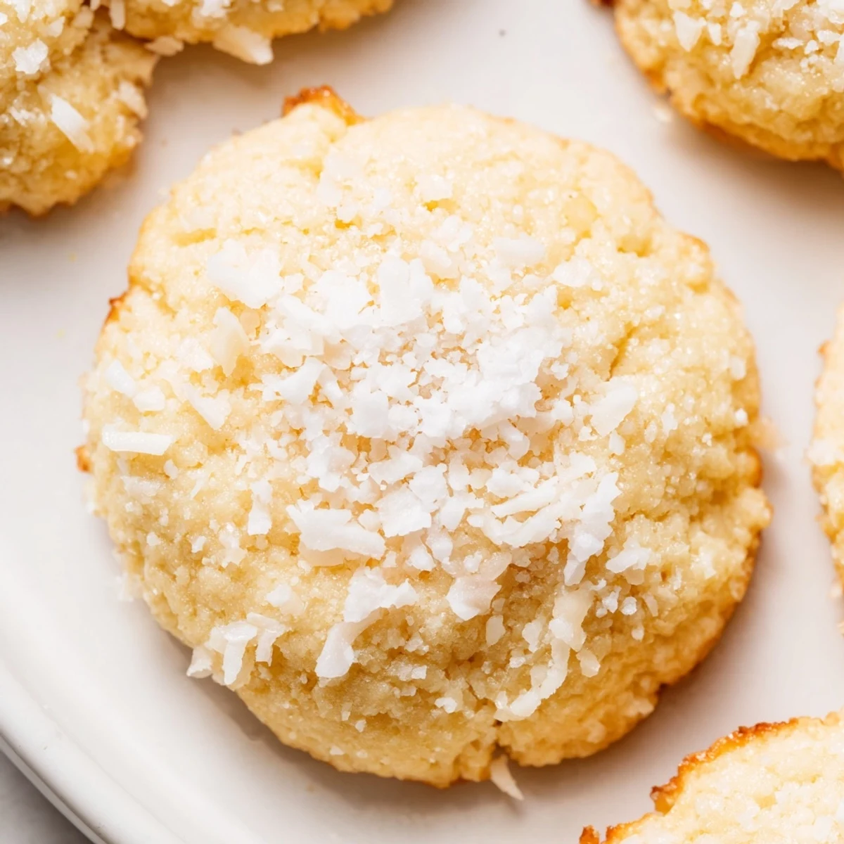 Keto Vanilla Coconut Butter Cookies cooling on rack, golden edges, coconut aroma