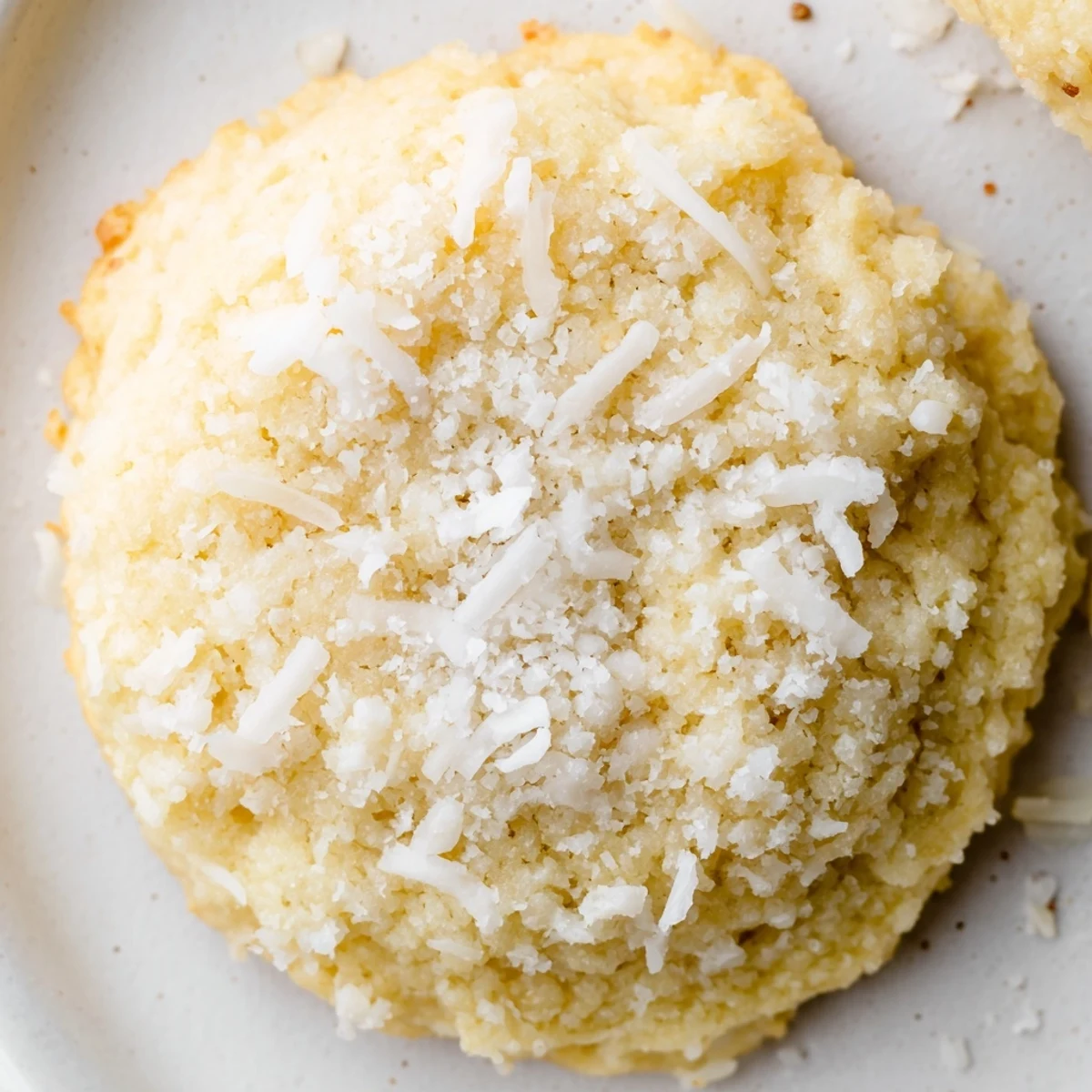 Freshly baked Keto Vanilla Coconut Butter Cookies on parchment, buttery, nutty almond crunch