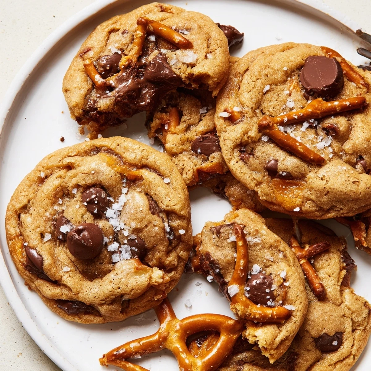 Brown Butter Salted Honey Pretzel Chocolate Chip Cookies crunchy pretzels, buttery nutty aroma