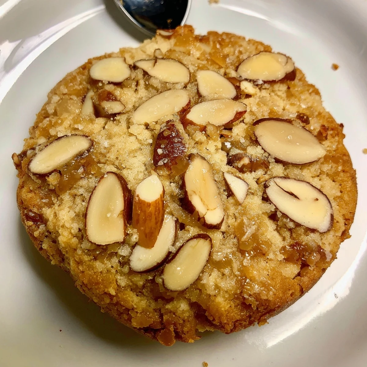 Fresh-baked Keto Maple Almond Crunch Cookies cooling on baking sheet, nutty aroma.