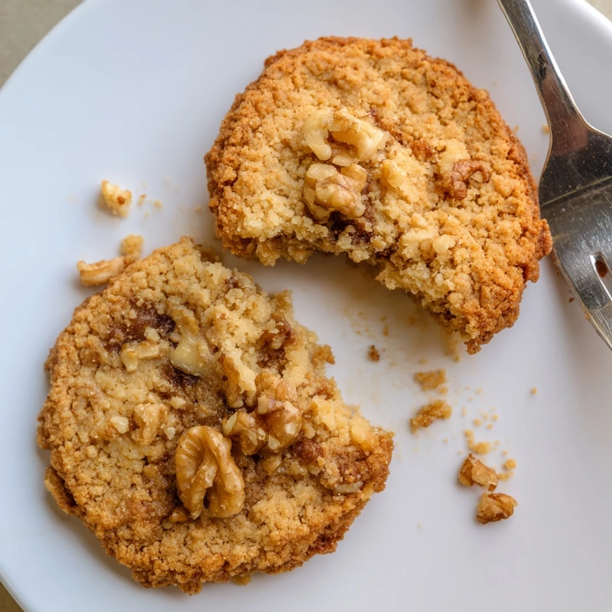 Fresh-baked Keto Maple Walnut Crunch Cookies cooling on wire rack, buttery scent
