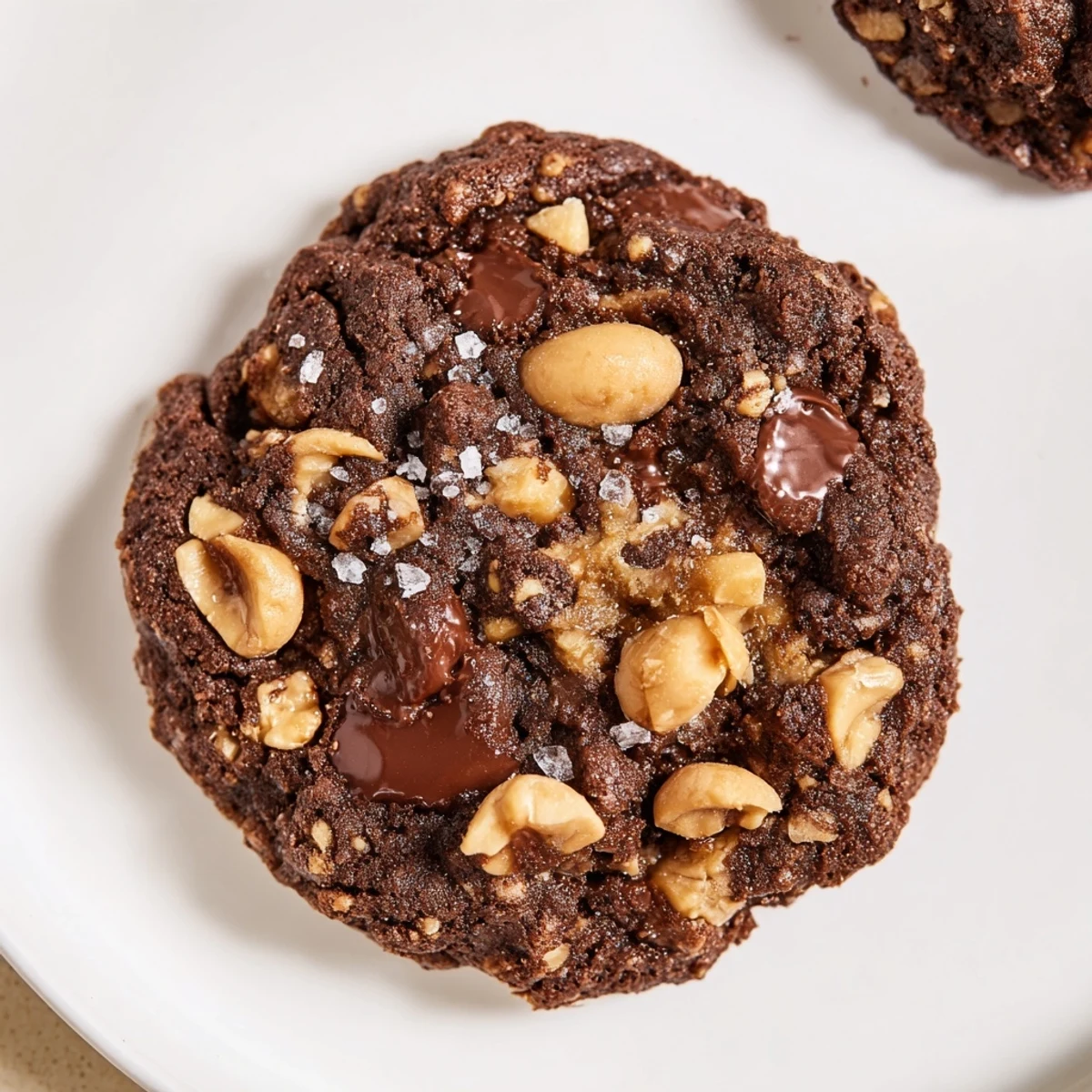 Warm Gluten-Free Dark Chocolate Peanut Crunch Cookies cooling on wire rack