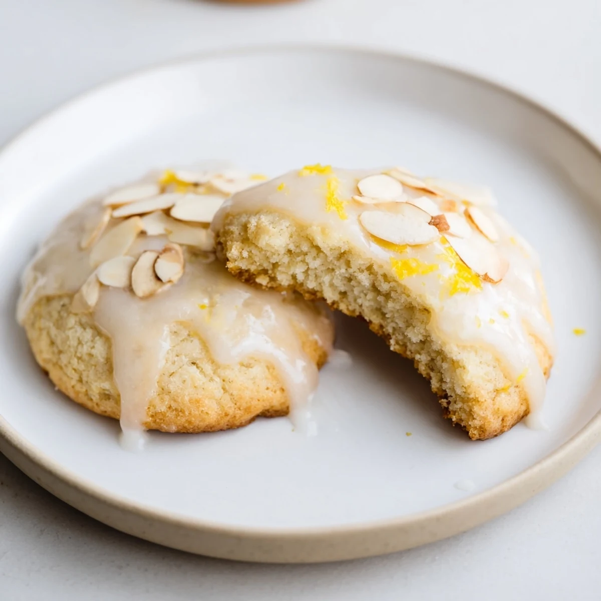 Gluten-Free Lemon Almond Glaze Cookies with glossy tangy glaze and crisp edges  