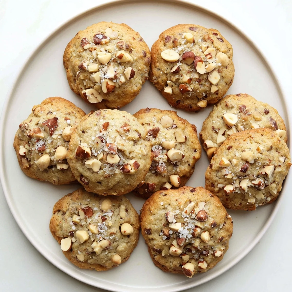Plate of crunchy keto maple hazelnut cookies ready for gluten-free dessert serving