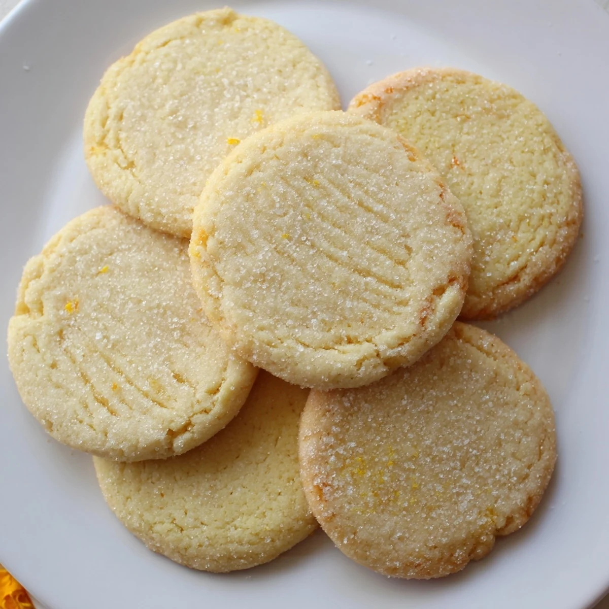 Soft melt-in-your-mouth vegan vanilla orange blossom sugar cookies stacked on a decorative serving plate