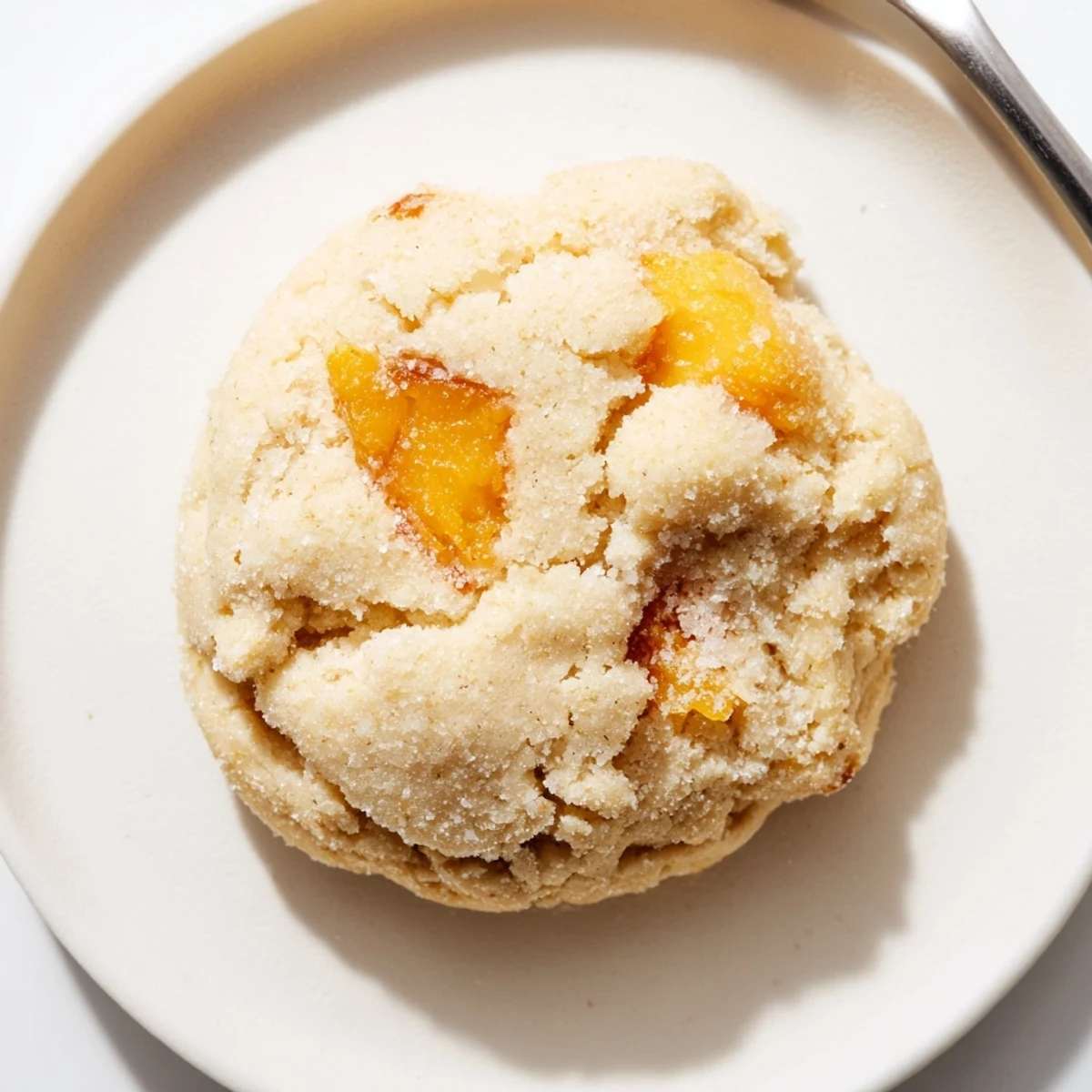 A plate of Vegan Vanilla Peach Sugar Cookies beside iced tea for picnics