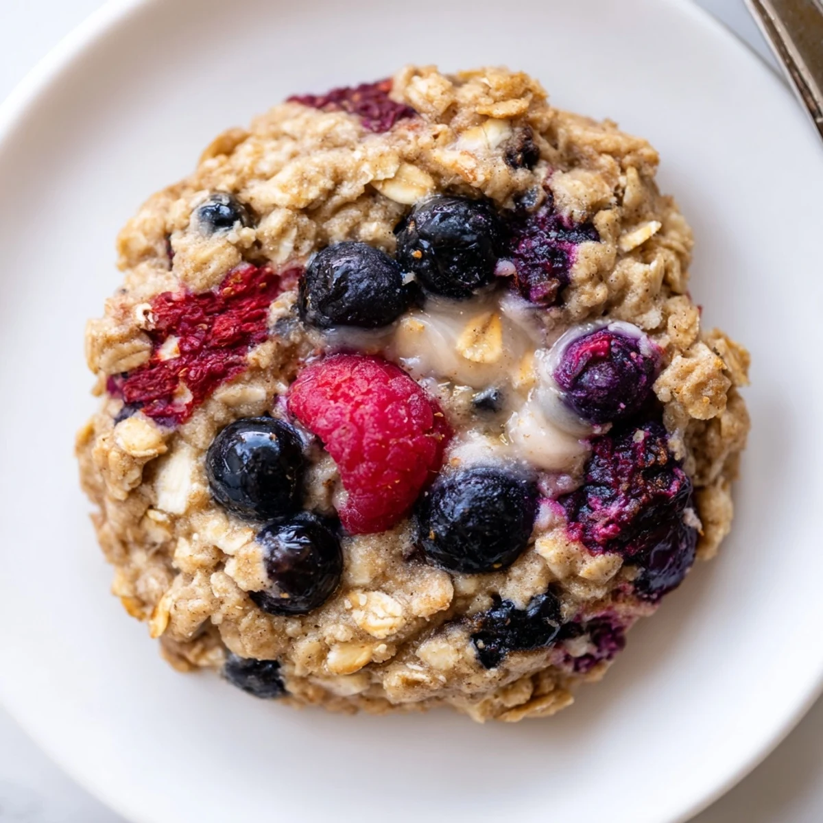 Vegan Blueberry Raspberry Cream Oatmeal Raisin Cookies served with almond milk for snack
