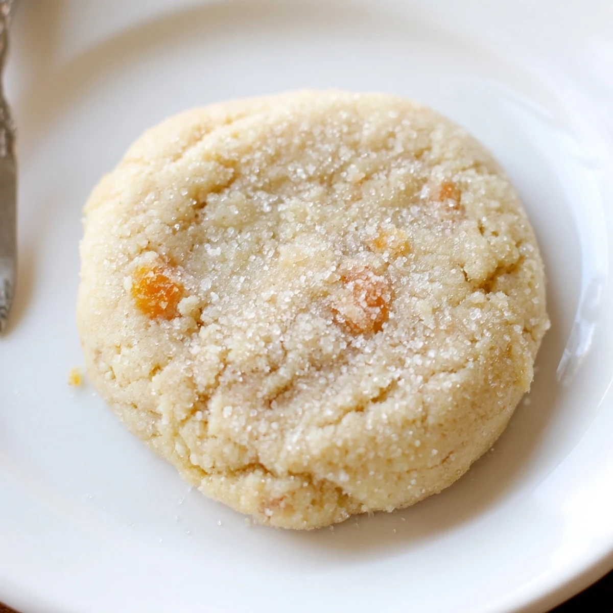 A stack of warm Vegan Vanilla Apricot Sugar Cookies on a wire rack