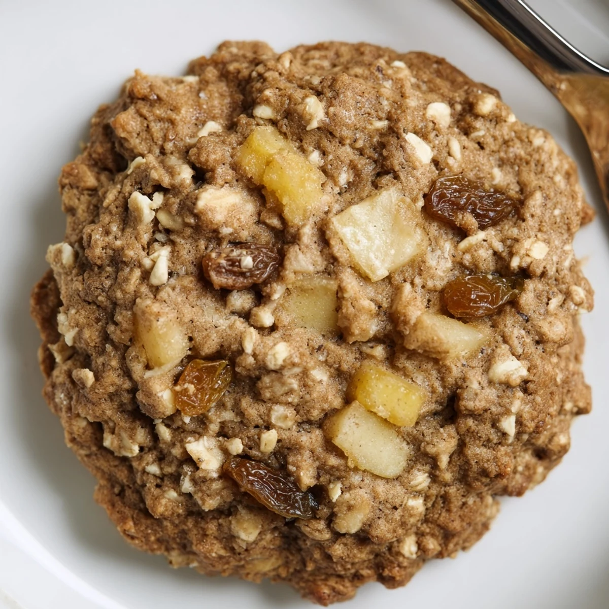 Warm Apple Cinnamon Nutmeg Oatmeal Raisin Cookies cooling on parchment, buttery aroma