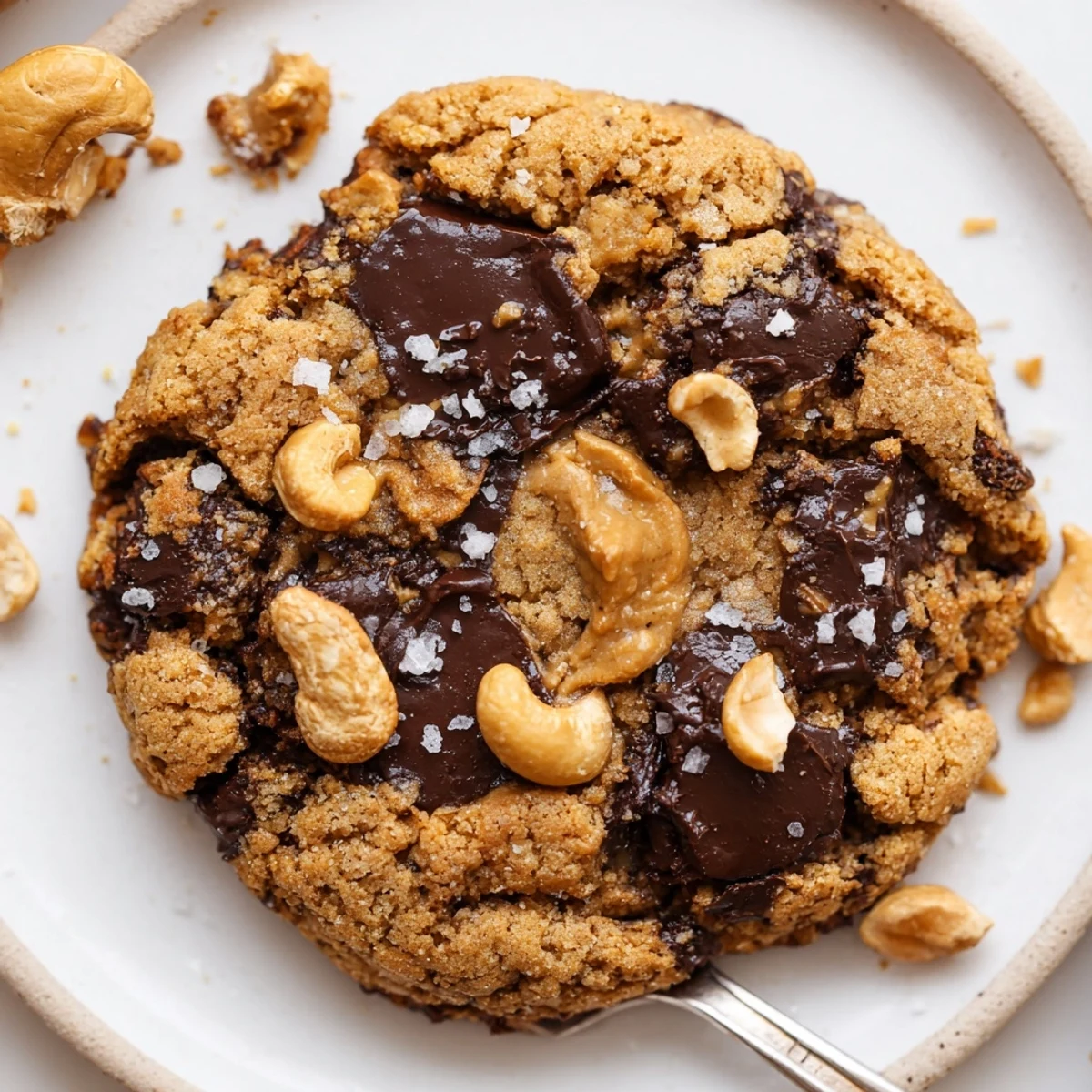 Gluten-Free Dark Chocolate Cashew Butter Crisp Cookies arranged beside cold milk for dunking