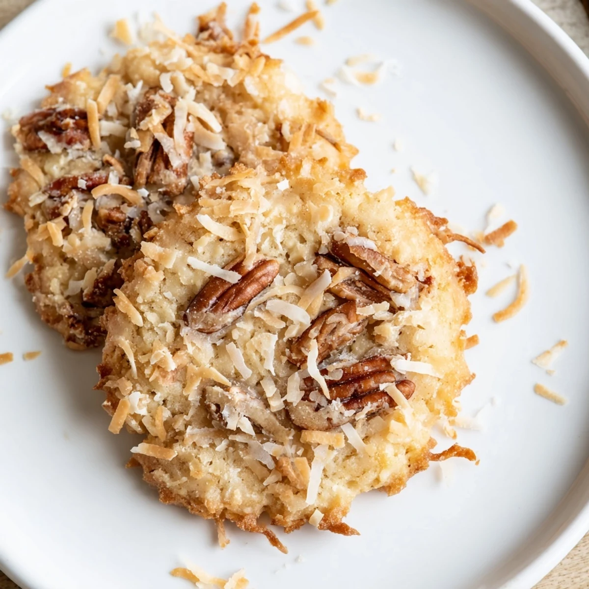 Keto Maple Coconut Butter Crunch Cookies cooling on parchment, golden edges, toasted coconut