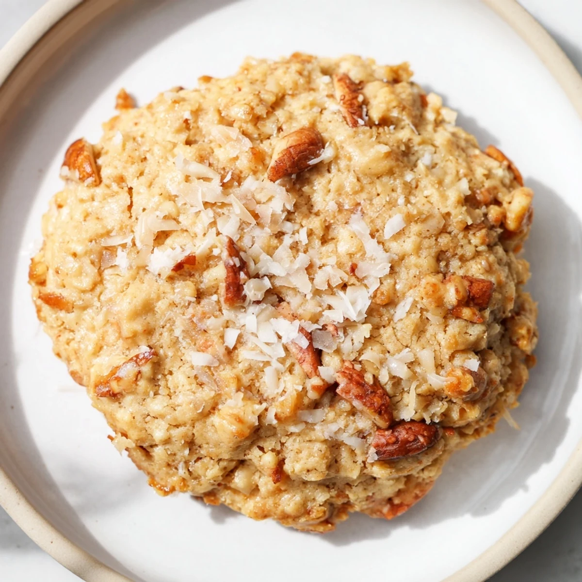 Stack of Keto Maple Coconut Butter Crunch Cookies beside coffee, buttery, nutty aroma