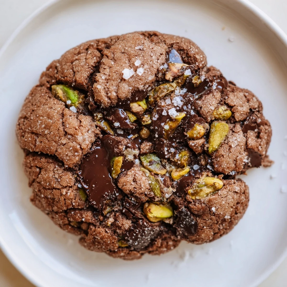 Cooling on a parchment-lined tray, Gluten-Free Espresso Chocolate Pistachio Butter Cookies.