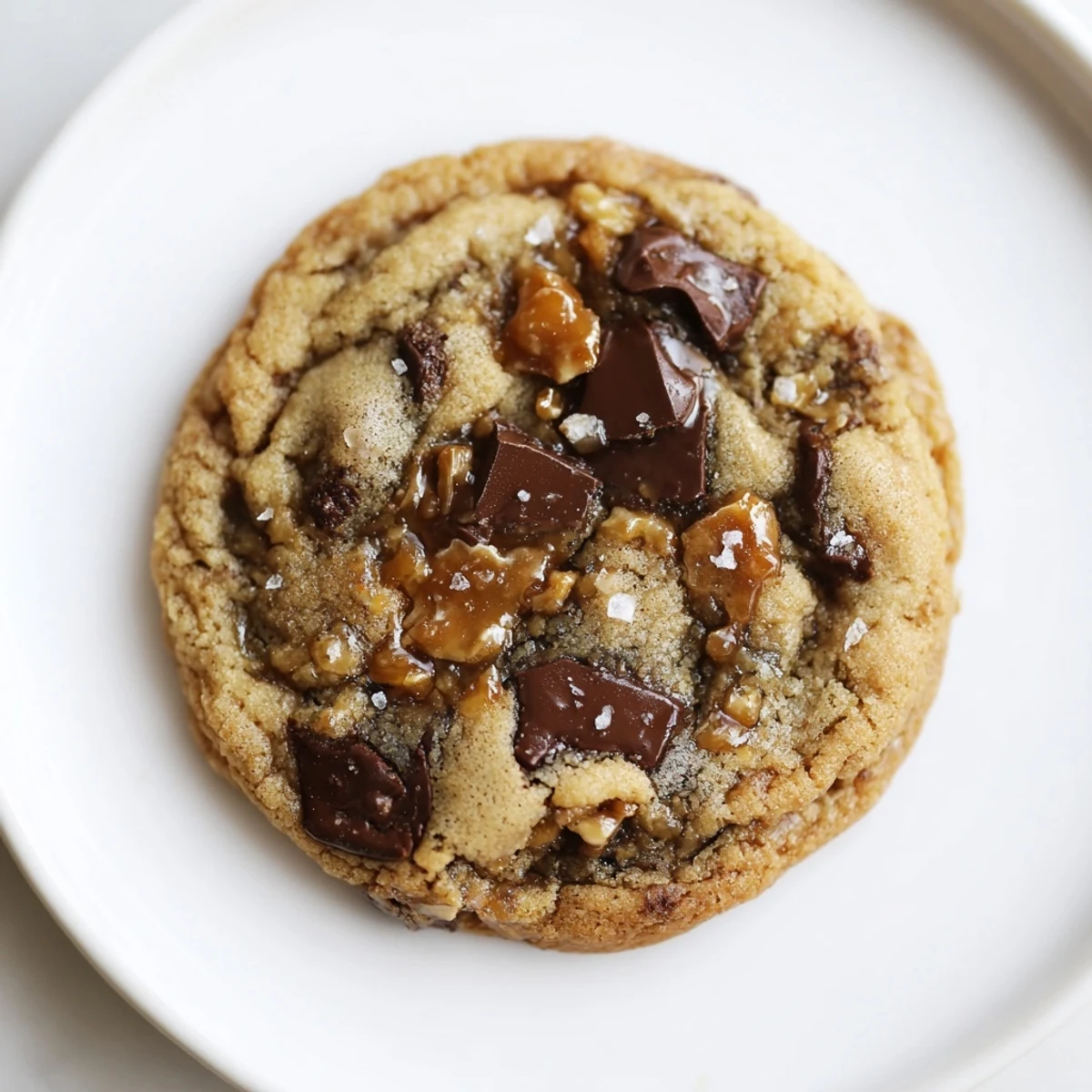 Warm Brown Butter Salted Toffee Honey Chocolate Chip Cookies, crunchy toffee and nutty aroma