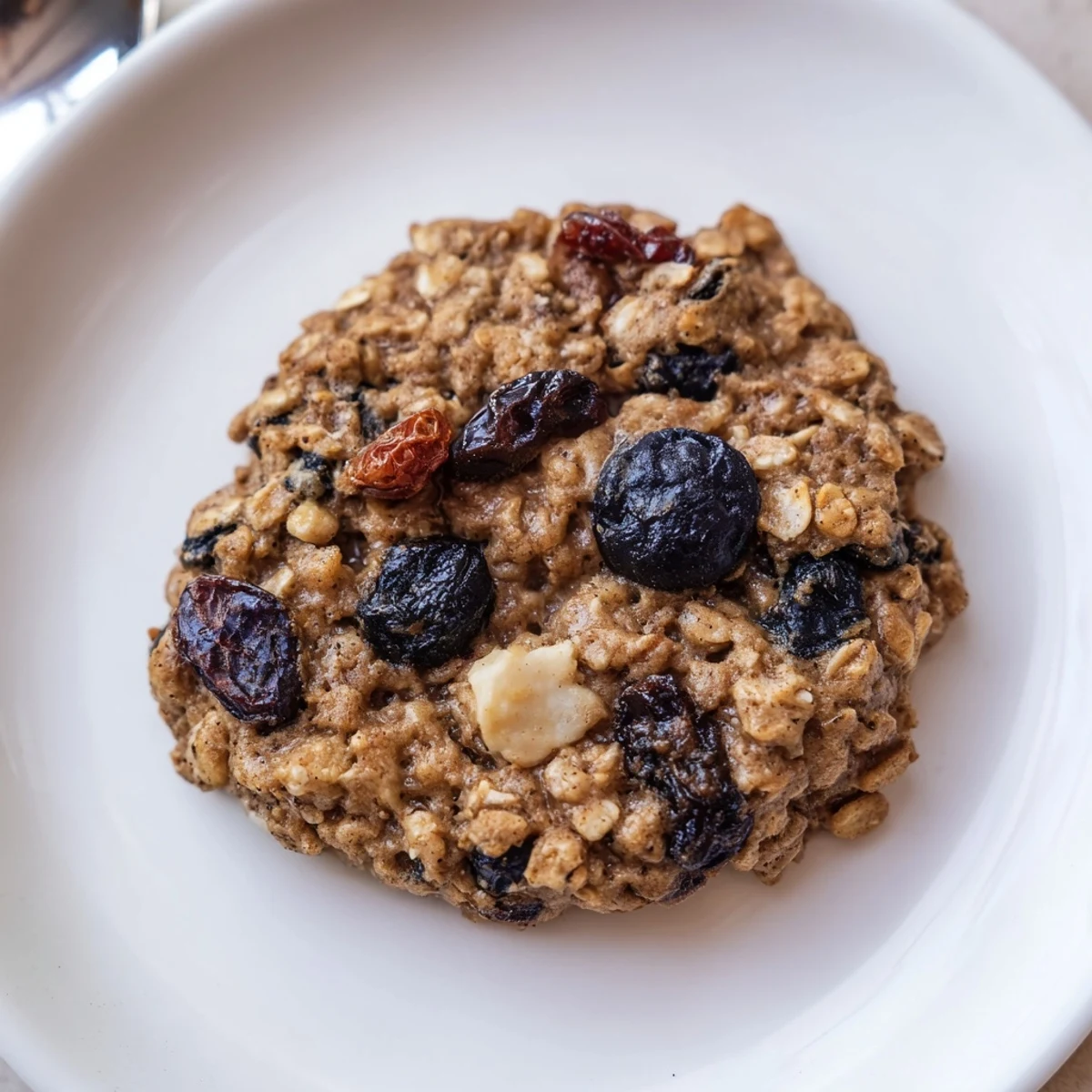 Warm Vegan Blueberry Cherry Cream Oatmeal Raisin Cookies cooling on parchment